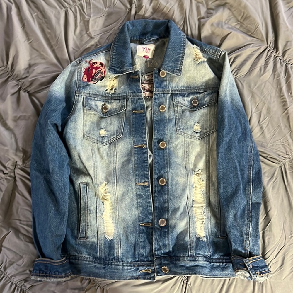 Distressed “La vie est Belle” Jean jacket